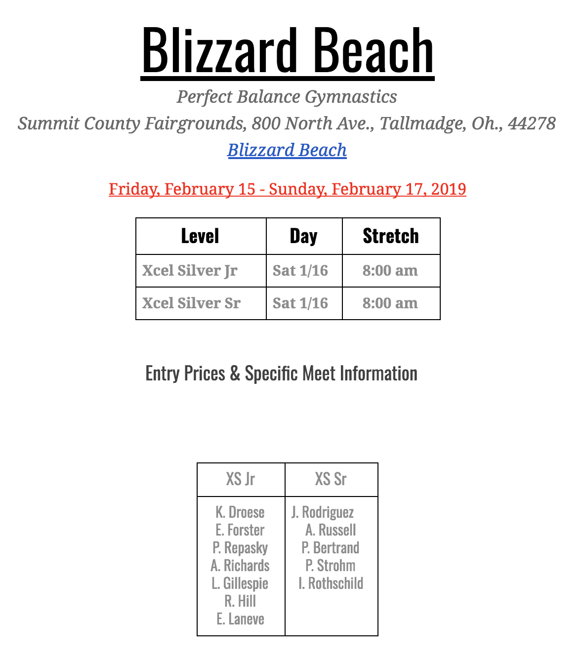 Luau In Leos 2022 Schedule Girls' Team: Blizzard Beach Meet Schedule | Emeth Gymnastics
