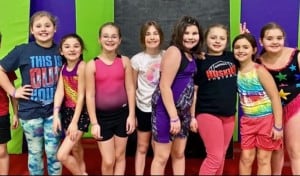 group of girls at gym party